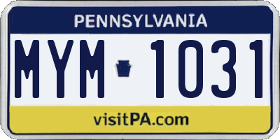 PA license plate MYM1031