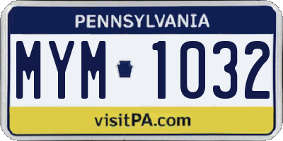 PA license plate MYM1032