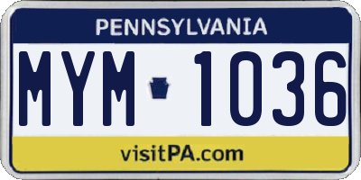 PA license plate MYM1036