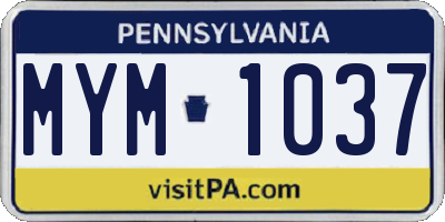PA license plate MYM1037