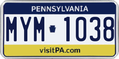PA license plate MYM1038