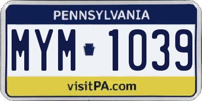 PA license plate MYM1039