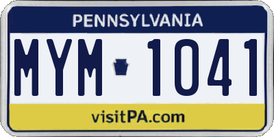 PA license plate MYM1041
