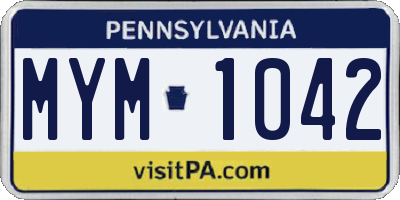 PA license plate MYM1042
