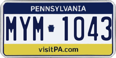 PA license plate MYM1043