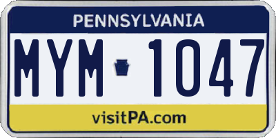 PA license plate MYM1047