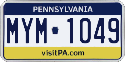 PA license plate MYM1049