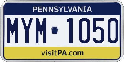 PA license plate MYM1050