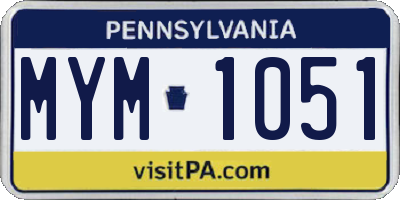 PA license plate MYM1051