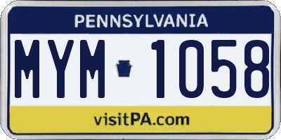 PA license plate MYM1058
