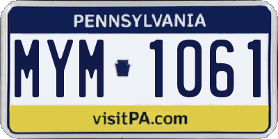 PA license plate MYM1061