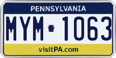 PA license plate MYM1063