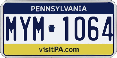 PA license plate MYM1064