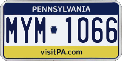 PA license plate MYM1066