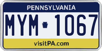 PA license plate MYM1067