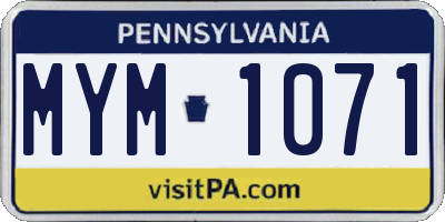 PA license plate MYM1071