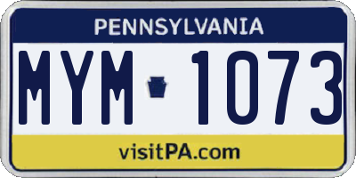 PA license plate MYM1073