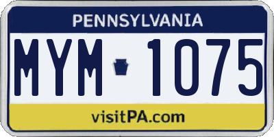 PA license plate MYM1075