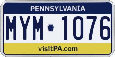 PA license plate MYM1076