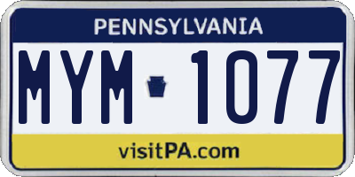 PA license plate MYM1077