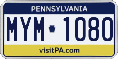 PA license plate MYM1080