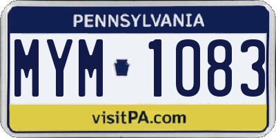 PA license plate MYM1083