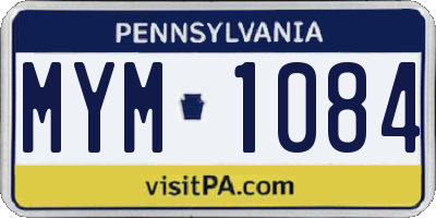 PA license plate MYM1084