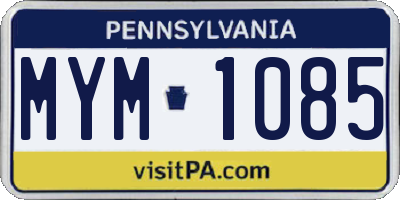 PA license plate MYM1085