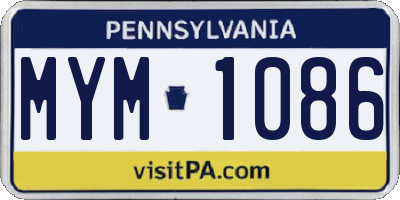PA license plate MYM1086