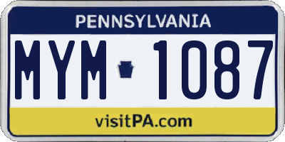 PA license plate MYM1087