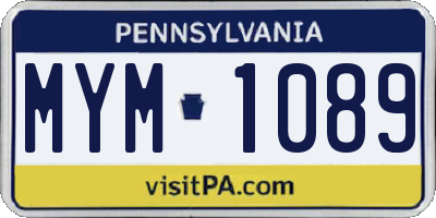 PA license plate MYM1089