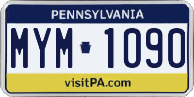 PA license plate MYM1090