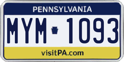PA license plate MYM1093