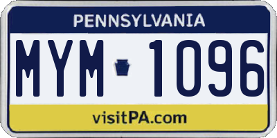 PA license plate MYM1096