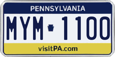 PA license plate MYM1100