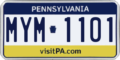 PA license plate MYM1101