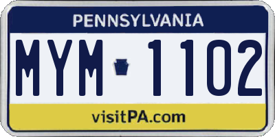 PA license plate MYM1102