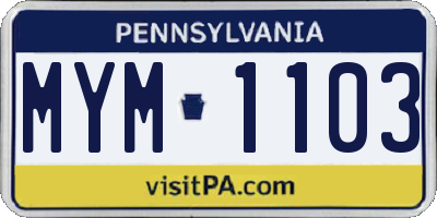 PA license plate MYM1103