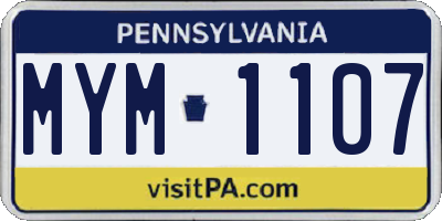 PA license plate MYM1107
