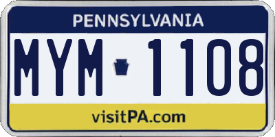 PA license plate MYM1108