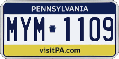 PA license plate MYM1109