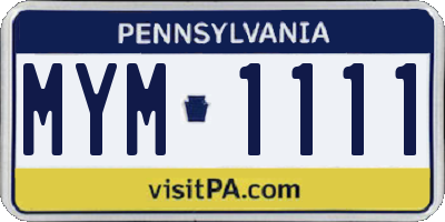 PA license plate MYM1111