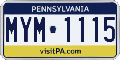 PA license plate MYM1115