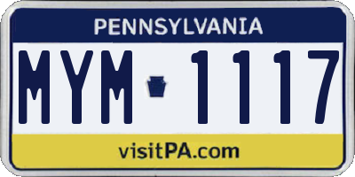PA license plate MYM1117