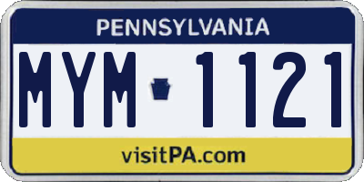 PA license plate MYM1121