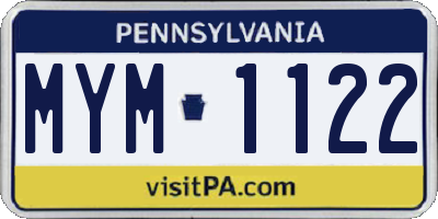 PA license plate MYM1122