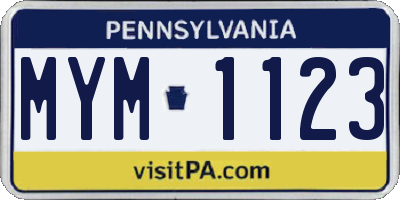 PA license plate MYM1123
