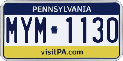 PA license plate MYM1130