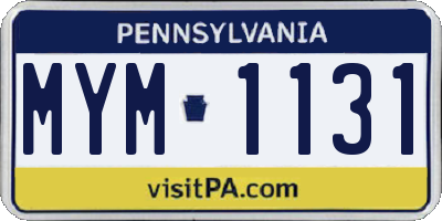 PA license plate MYM1131