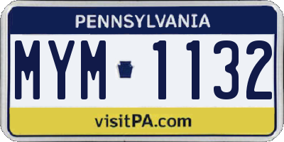 PA license plate MYM1132